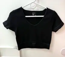 Pre-owned Sommer Ray Black Workout Crop Top Short Sleeve Size Medium
