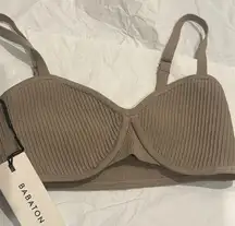 NWT aritzia Babaton sculpt knit bra top ribbed fluent taupe xxs