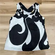 Soft Surroundings Black and White Swirl Lightweight Lined Tank Top Womens Medium