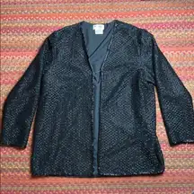 VINTAGE BRILLANTE BLACK BEADED OPEN CARDIGAN COVER UP