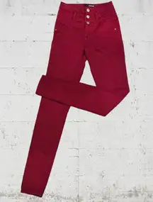 Refuge Red High Waisted 3 Button Super Skinny Leg Womens Skinny Jeans Size 2