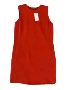 Red Orange 100% Silk Sleeveless Sheath Shift Dress Size 2