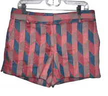 ANN TAYLOR LOFT THE RIVIERA SHORT CHEVRON METALLIC‎ BLUE PINK WOMEN SIZE 6