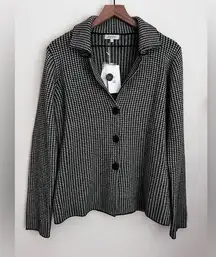 Bartolini Italy Wool Cashmere blend Long Sleeve Knit cardigan blazer houndstooth