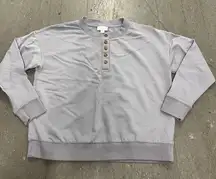 J. Jill Wearever Gray‎ Women's Henley Neck Pullover Long Sleeve Sweatshirt XS