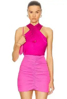 ALC Frank A.L.C. Miranda Top in Disco Pink 4 New Womens Satin Sleeveless Blouse