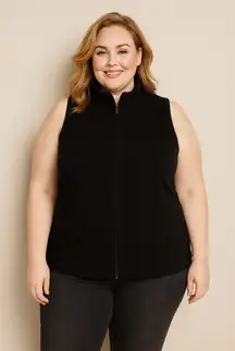 Talbots‎ Vest Women 2X Black Lightweight Full Zip Pockets Outdoors Preppy Casual