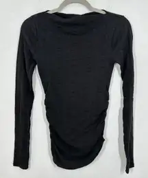 Urban Social Black Mock Neck Textured Ruched Long Sleeve Top Womens XS NWT