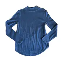 Jeanne Pierre Sweater Size Small Shoulder Button Cotton Blue