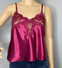 Vintage  Wine Colored Lace Detail Camisole Size Small