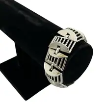 Vintage Sarah Coventry Silver Tone MCM Geometric Statement Bracelet