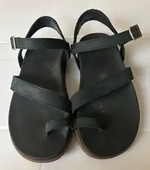 Chacos Chaco Tulip Toe Loop Sandal Black Leather Womens size 6