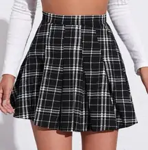 COPY - SHEIN Qutie Zipper Side Plaid Pleated Skirt