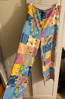 Cider Rainbow Multicolor Patchwork Print Trendy Pants