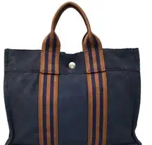 HERMES Bag Handbag Tote Bag Denim Navy Authentic