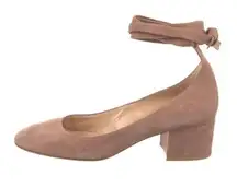 Gianvito Rossi Suede Low Heel Pumps with Wrap Straps Mauve / Taupe Size 36.5 6