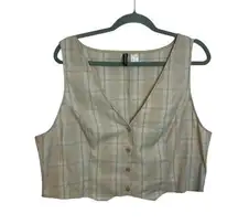 H&M Divided Beige Plaid Cropped Vest