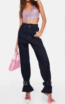 WEWOREWHAT Paperbag Straight Ankle Jeans Dark Wash Size 27. NEW