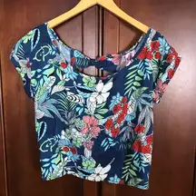 by Fang Top Blue Flower Print