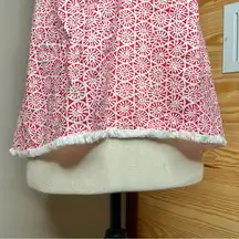 Red White Geometric Pattern Fringe Hem Racerback Tank Top Extra Small NWT