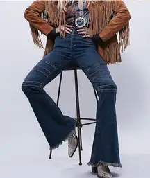 free people allair seamed moto jeans flare wide