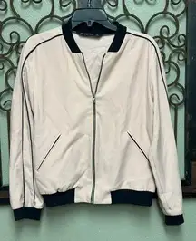 ZARA  beige zipper bomber jacket