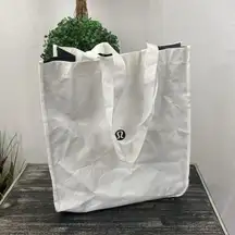 Lululemon White & Black Medium Shopping Tote Bag