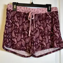 Lucky Brand Maroon Pink Pajama Lounge Shorts Soft Fabric Size Small EUC #2539