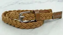 Brown Rope Braided Woven Faux Leather Trim Belt Size XS Womens