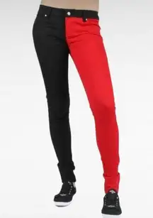 Tripp NYC  Black & Red Split Leg Skinny Jeans Size 1