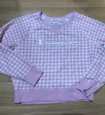 champion pink checkerboard crew neck size small