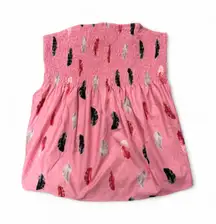 SHEIN Pink Feather Print Crop Top