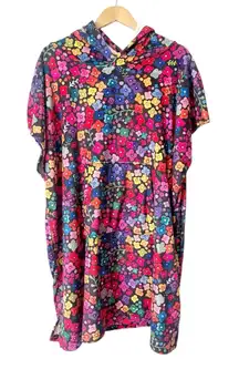 Natural Life Colorful Floral Hooded Short Sleeve Towel Dress NWT One Size