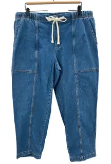 Banana Republic Tapered Mid Rise Jeans Denim Drawstring Waist Women's Size Large