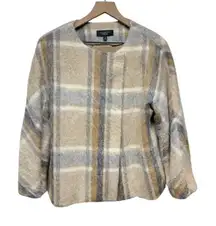 Talbots Beige Plaid Wool Alpaca Mohair Blazer Jacket Coat Women Sz 10 Preppy