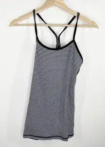 Lululemon Power Y Black Grey Striped Activewear Tank Top Women's Size 8