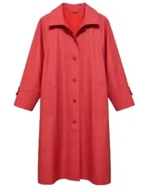 Vintage London Fog Coral Red Maincoat Raincoat Made in USA