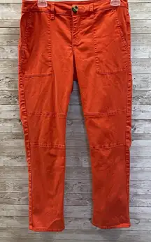 Cabi Womens‎ 4 Pants Utility #6046 Orange Cotton Stretch Back Pockets Beach