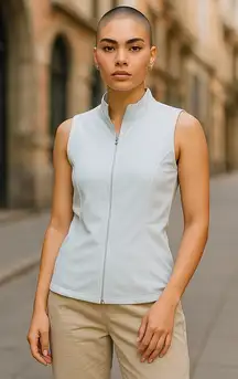 Greg Norman White Ribbed Sleeveless Outerwear Vest Golf Sports Outdoor Medium‎