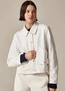 NWT J. Crew Short Barn Jacket™ Cotton Twill White