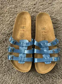 Birkenstock Birki's Xenia Blue Three Strap Sandals