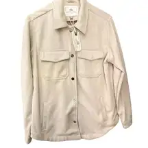 Oversized Cream Velvety Suede Like Button Up Soft Shacket