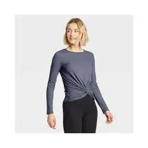 All in Motion Womens Top Size XXL Long Sleeve Twist Front T-Shirt Gray NEW