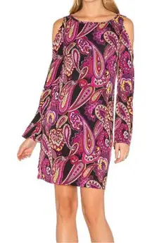 Trina Turk  Cold Shoulder Long Flare Bell Sleeve Mini Dress