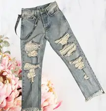 CARMAR Distressed Gemma Chain Blue Jeans Sz 26
