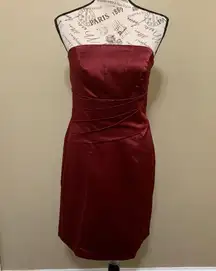 Satin Red Formal Strapless Dress 6