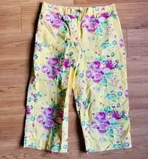 Classic Ralph Lauren garden party capri pants size 14 Yellow 100% Cotton