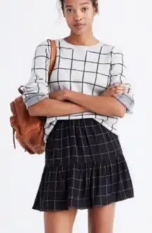 Sexy Girl Madewell Mini Skirt Sz 10 Check Windowpane Black White BOHO Y2K Style