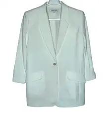 Elizabeth and James White Ivory Heritage James One Button Jacket Blazer Size 4