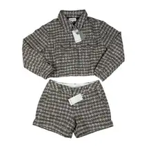 Dear John Denim - Morgan Tweed Cropped Jacket North Hampton Shorts in Gray